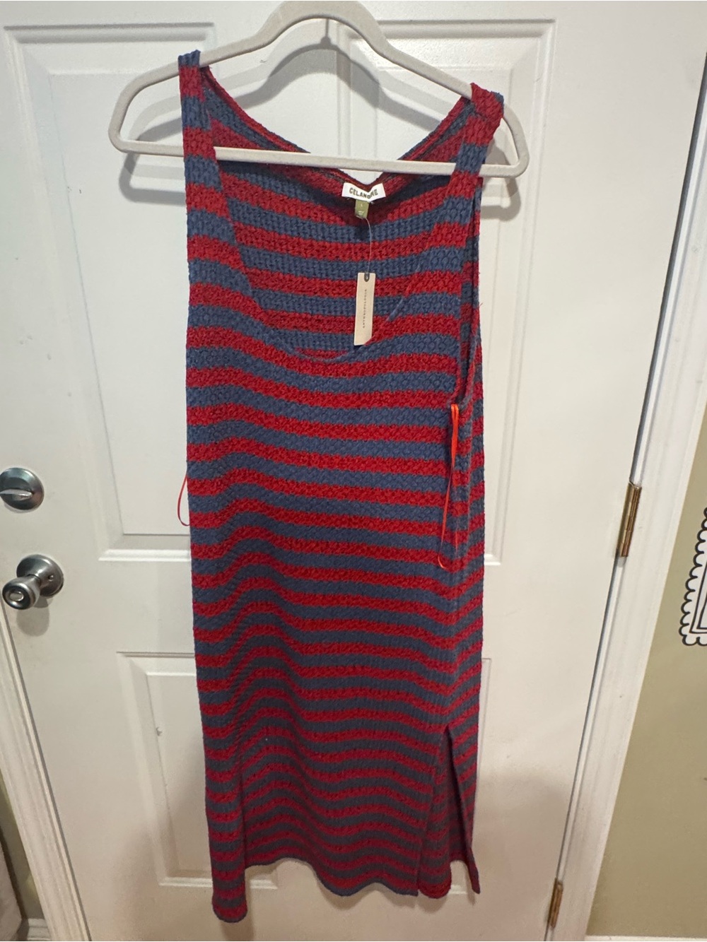 Glamour Red and Navy Striped Sleeveless Maxi Dress